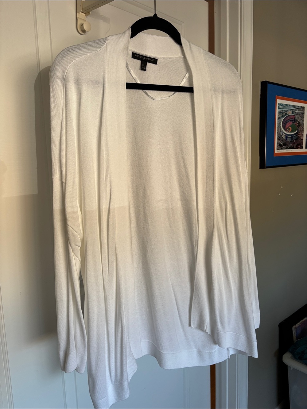 Banana Republic White Open-Front Lightweight Cardigan